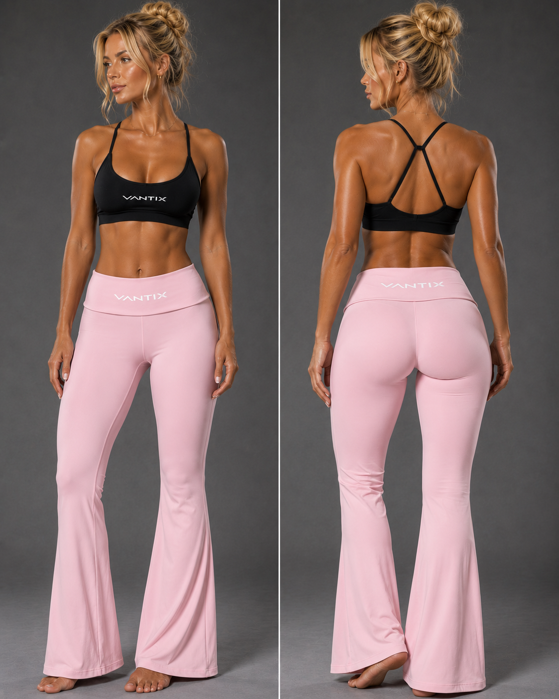 Vantix Women's High-Rise Flare Leggings - back view