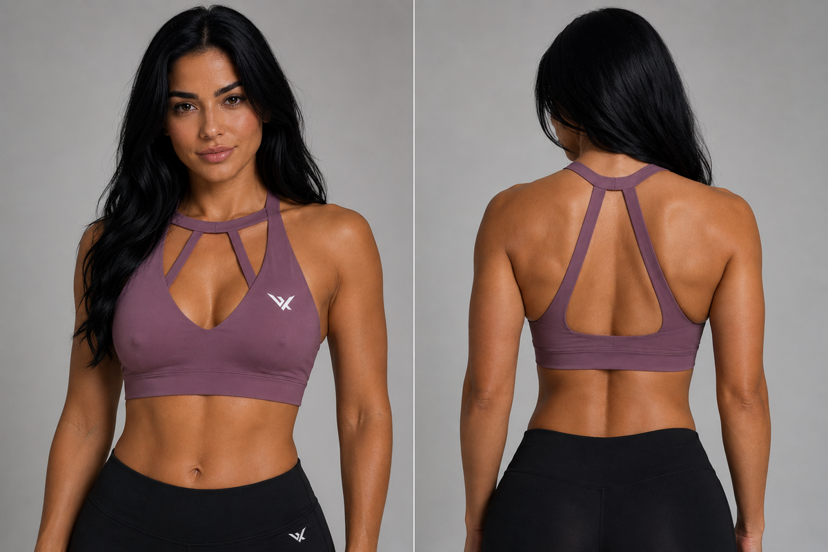 Vantix Women's Performance Halter Crop Sports Bra - front view