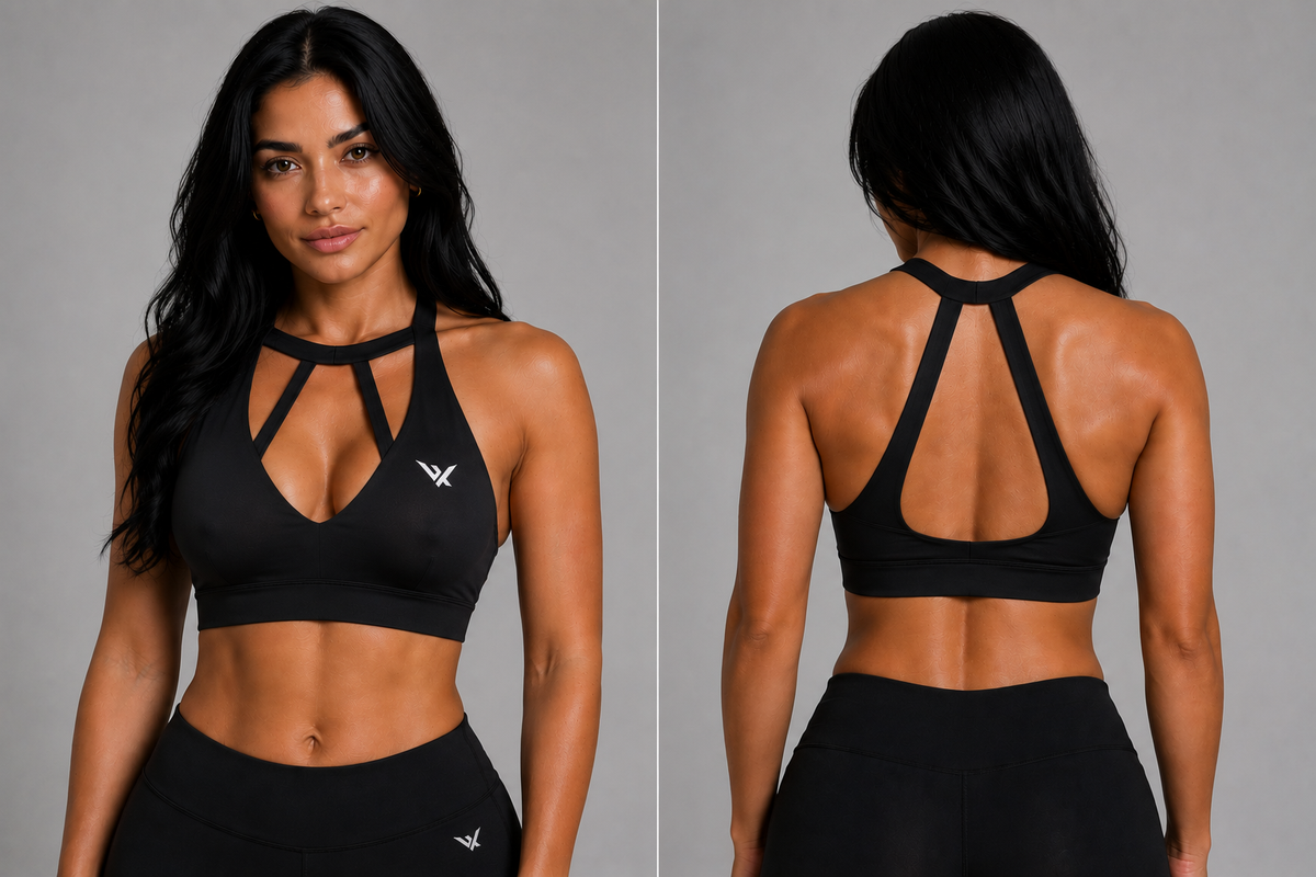 Vantix Women's Performance Halter Crop Sports Bra - detail view